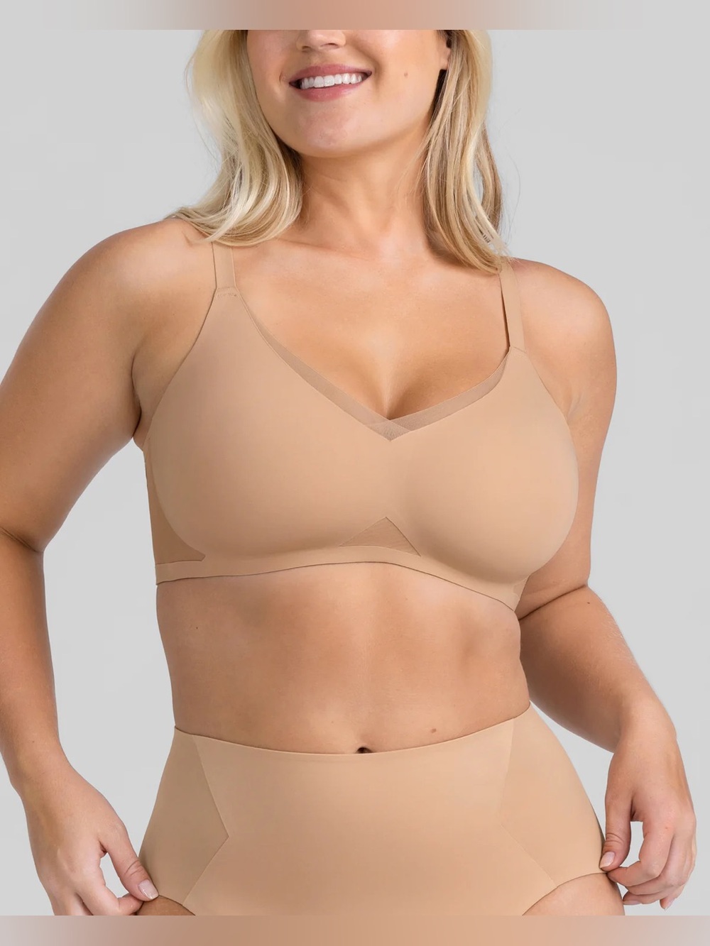 Honeylove Crossover Bra Wireless Padded Side Smoothing Sand 2X+ 42DDD